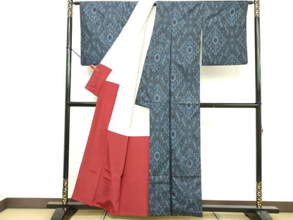 平和屋着物■本場村山大島紬 菱文 正絹 逸品 DABF4449cd