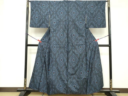 平和屋着物■本場村山大島紬 菱文 正絹 逸品 DABF4449cd