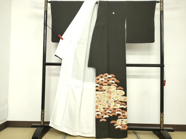 平和屋着物■豪華黒留袖 駒刺繍 宝尽くし 金彩 正絹 逸品 DABF4446cd