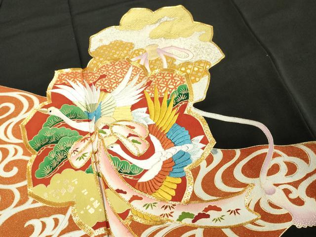 平和屋着物■豪華黒留袖 駒刺繍 扇面花文 金彩 正絹 逸品 DABF4452cd