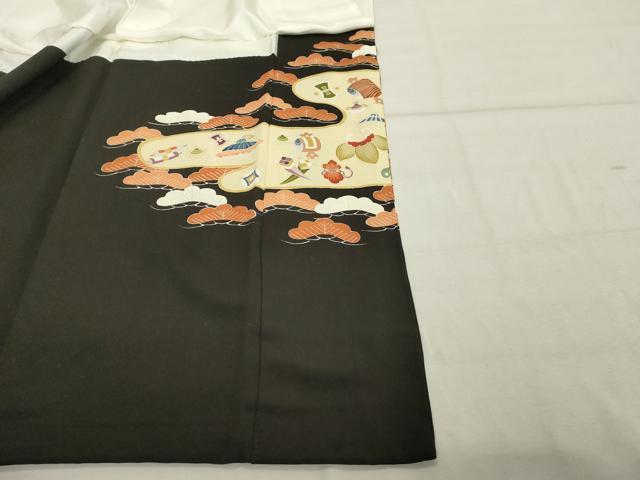 平和屋着物■豪華黒留袖 駒刺繍 宝尽くし 金彩 正絹 逸品 DABF4446cd