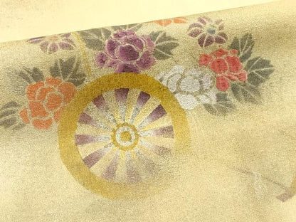平和屋着物■訪問着　刺繍　花車文　暈し染め　金彩　正絹　逸品　DABF4457cd