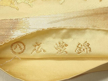 平和屋着物◎六通柄袋帯　広裳錦　風景文　金糸　正絹　逸品　DABF6581qp