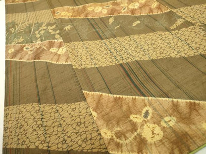 平和屋着物●上質な紬　絞り　草花間道　正絹　逸品　DABF2280fe