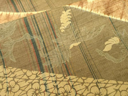 平和屋着物●上質な紬　絞り　草花間道　正絹　逸品　DABF2280fe