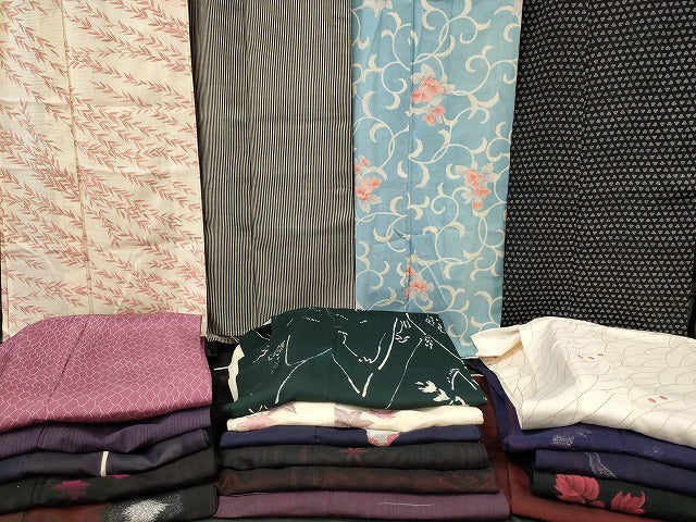 平和屋本店■夏物 小紋 絽 紗 まとめて20点 花柄 手描き 着用可能多数 全て正絹 se4076