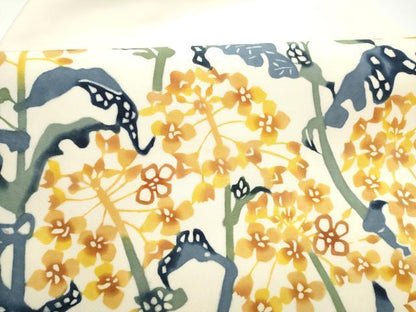 平和屋着物●塩瀬　九寸名古屋帯　型染め　枝花文　正絹　逸品　CABG6392hy