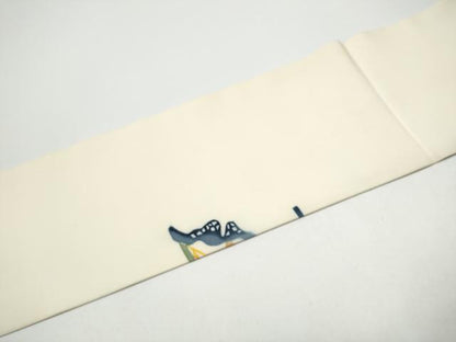 平和屋着物●塩瀬　九寸名古屋帯　型染め　枝花文　正絹　逸品　CABG6392hy