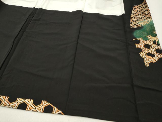 平和屋着物■豪華黒留袖　作家物　駒刺繍　松　花菱文　暈し染め　金銀彩　正絹　逸品　DABF6075zy