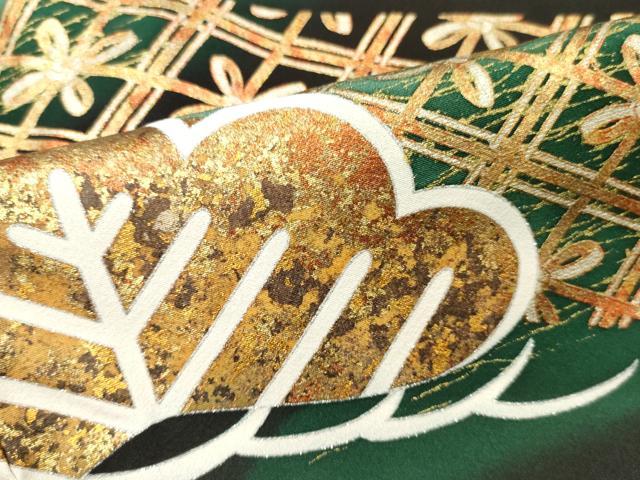 平和屋着物■豪華黒留袖　作家物　駒刺繍　松　花菱文　暈し染め　金銀彩　正絹　逸品　DABF6075zy