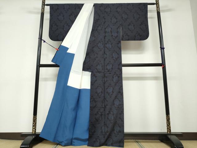 平和屋着物●本場結城紬　重要無形文化財　100亀甲　有栖川文様　正絹　逸品　DABF1250ud