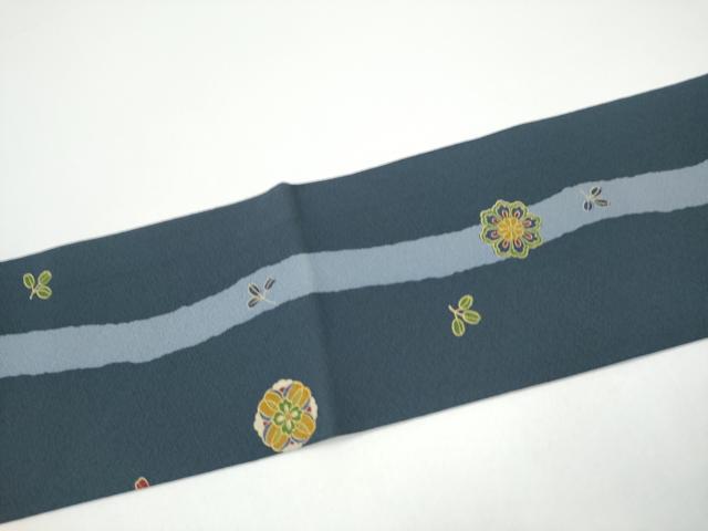 平和屋着物●九寸名古屋帯　立涌格子花文　金彩　正絹　逸品　CABG8822hy