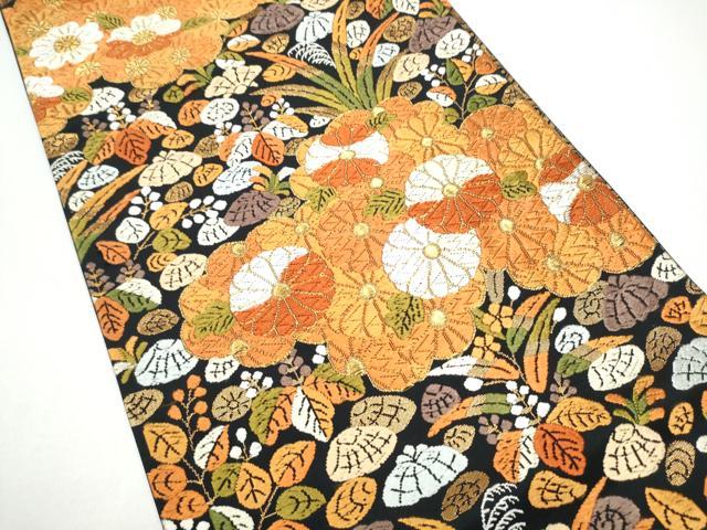 平和屋着物●西陣　河合美術織物謹製　六通柄袋帯　唐織　雲重ね花文　金糸　正絹　逸品　CABG8856hy