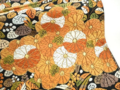 平和屋着物●西陣　河合美術織物謹製　六通柄袋帯　唐織　雲重ね花文　金糸　正絹　逸品　CABG8856hy