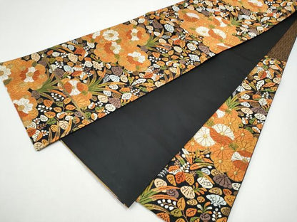 平和屋着物●西陣　河合美術織物謹製　六通柄袋帯　唐織　雲重ね花文　金糸　正絹　逸品　CABG8856hy