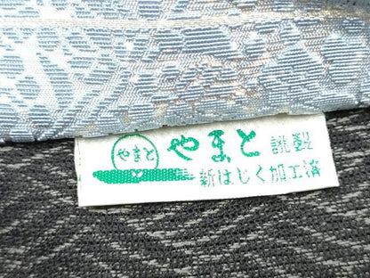 平和屋着物●両面　六通柄袋帯　宇治茶の葉染　輪奈染　草花文　金糸　やまと誂製　正絹　逸品　CABG8869hy