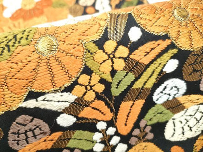 平和屋着物●西陣　河合美術織物謹製　六通柄袋帯　唐織　雲重ね花文　金糸　正絹　逸品　CABG8856hy