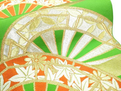 平和屋着物●西陣　川島織物　六通柄　本袋帯　片輪車草花文　金銀糸　正絹　逸品　CABG8892hy