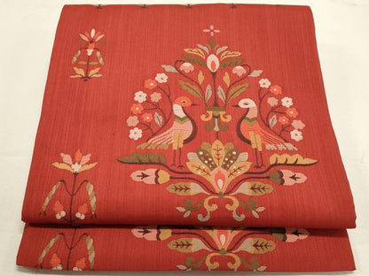 平和屋着物◎六通柄 本袋帯 花鳥文 正絹 逸品 DABF8027we