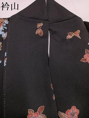 平和屋着物●上質な小紋　花筏文　黒地　金彩　正絹　逸品　AABI8496ph