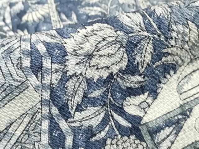 平和屋着物■上質な小紋　更紗花文　鬼しぼ縮緬　正絹　逸品　DABF9525cd