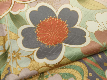 平和屋着物●豪華振袖　流水片輪車草花文　暈し染め　金彩　正絹　逸品　CABG2153ze