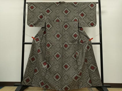 平和屋着物●本場大島紬　龍郷絣　菱花丸文　正絹　逸品　未使用　CABG2151ze