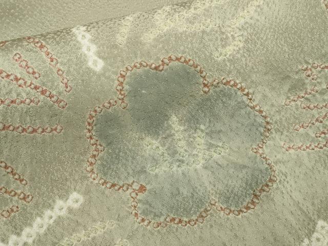 平和屋着物●訪問着　絞り　刺繍　草花文　金銀彩　正絹　逸品　CABG2160ze