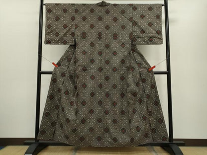 平和屋着物●本場大島紬　龍郷絣　菱花文　正絹　逸品　CABG2150ze