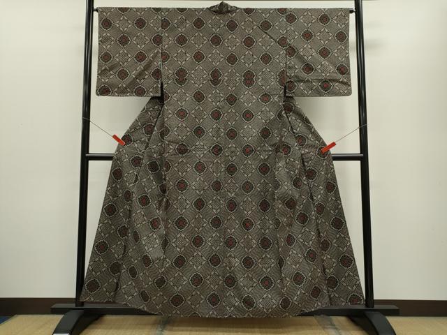 平和屋着物●本場大島紬　龍郷絣　菱花文　正絹　逸品　CABG2150ze