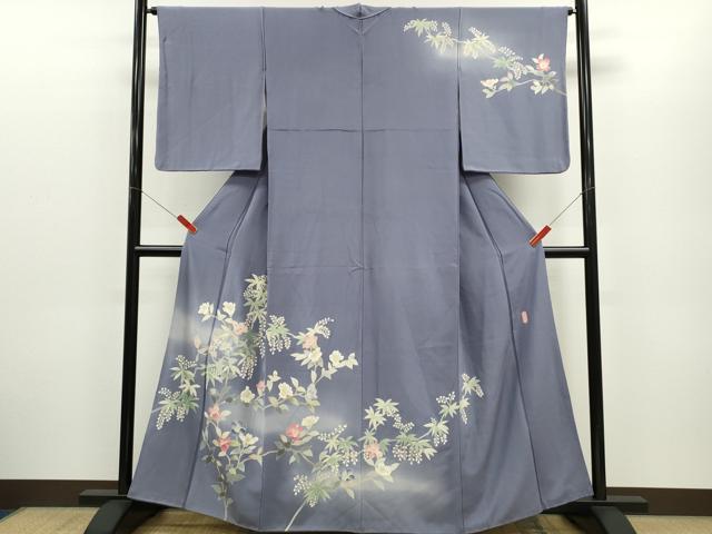 平和屋着物●本加賀友禅作家　成竹登茂男　訪問着　枝花文　暈し染め　正絹　逸品　CABG2157ze