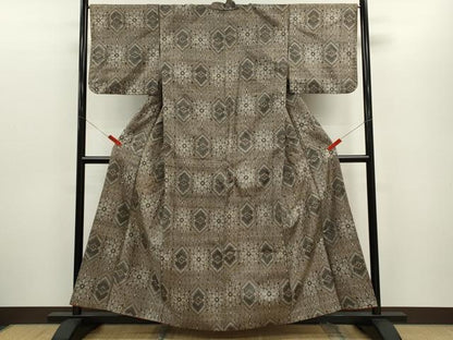 平和屋着物●本場大島紬　割り込み絣　亀甲花文　正絹　逸品　CABG2149ze