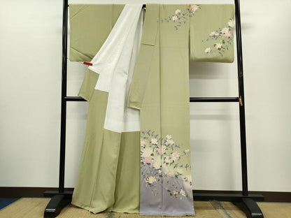 平和屋着物●訪問着　作家物　友禅　枝花文　暈し染め　正絹　逸品　CABG2158ze