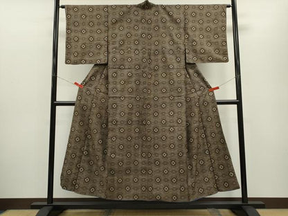 平和屋着物●アンティーク　大正ロマン　本場大島紬　龍郷絣　蜀江井桁絣　正絹　逸品　CABG2146ze