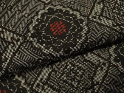 平和屋着物●本場大島紬　龍郷絣　菱花文　正絹　逸品　CABG2150ze