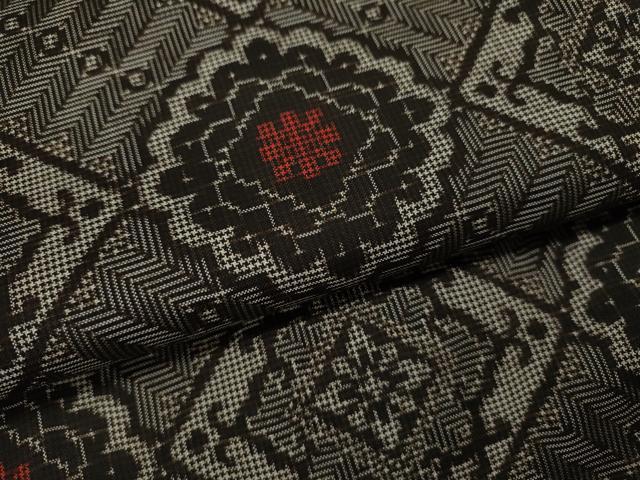 平和屋着物●本場大島紬　龍郷絣　菱花文　正絹　逸品　CABG2150ze