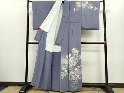 平和屋着物●本加賀友禅作家　成竹登茂男　訪問着　枝花文　暈し染め　正絹　逸品　CABG2157ze