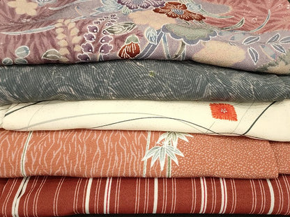 平和屋本店■着物 小紋 単衣 まとめて 20点 人物 更紗 花柄 洗える着物 和服 ハンドメイド リメイク 生地 未使用品あり se4082