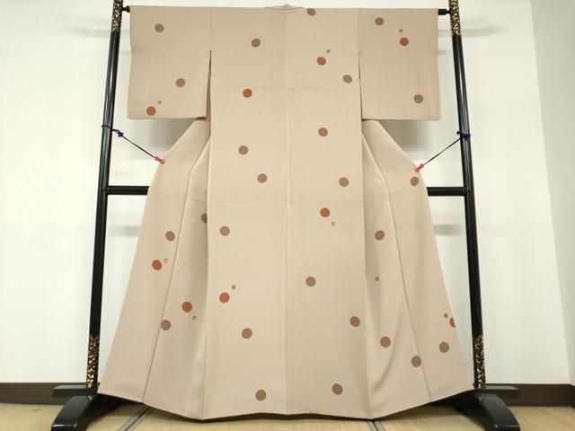 平和屋着物●上質な小紋　丸文　金彩　カラー胴裏：丁子色　正絹　逸品　DABF1297ud