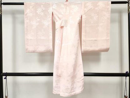 平和屋着物[]女の子　子供　長襦袢　袷　草花地紋　薄桜色　DABE7260ma