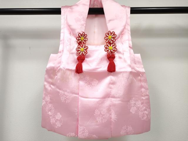 平和屋着物[]女の子　子供　被布　花丸地紋　ピンク色　DABE7290ma