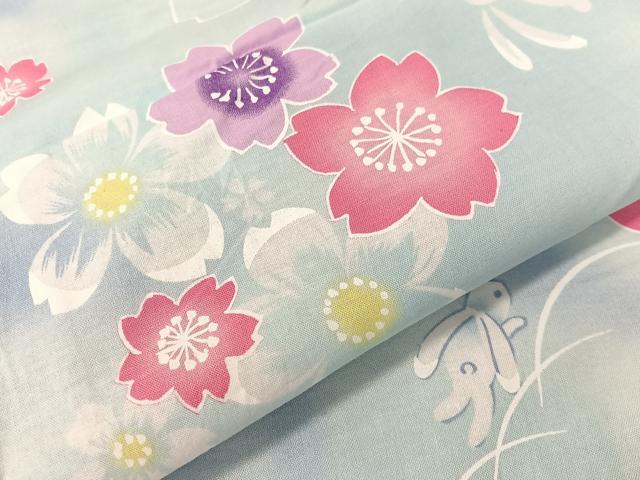 平和屋着物∴夏物　浴衣　跳び兎　綿　逸品　CABG7707vp