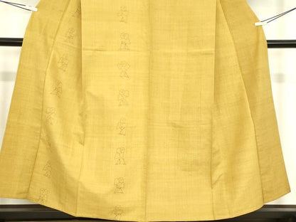 平和屋着物▽訪問着　紬地　単衣　刺し子　童子遊び　正絹　逸品　DABE4826az