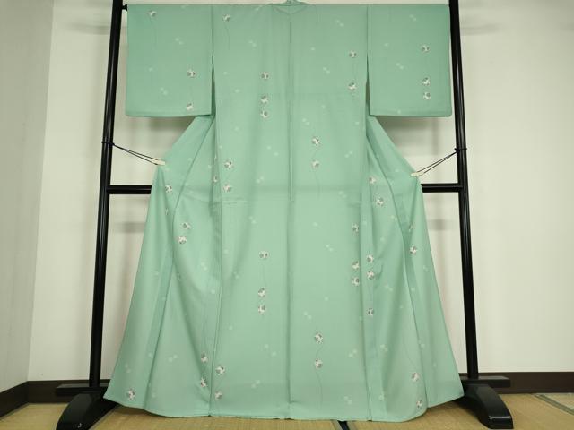 平和屋着物▽小紋　単衣　花毬文　洗える着物　DABE4821az