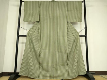 平和屋着物▽小紋　単衣　縞　洗える着物　DABE4828az