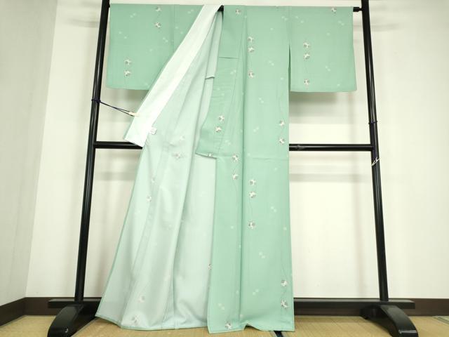 平和屋着物▽小紋　単衣　花毬文　洗える着物　DABE4821az
