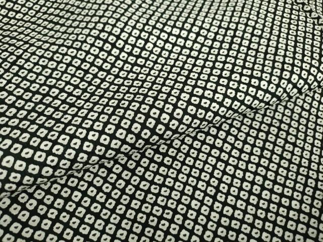 平和屋着物▽小紋　単衣　鹿の子文　黒地　洗える着物　DABE4868az