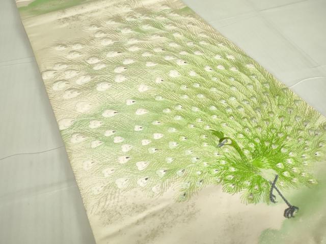 平和屋着物▼太鼓柄袋帯　総刺繍　孔雀文　金彩　引箔　正絹　逸品　DABE4890az