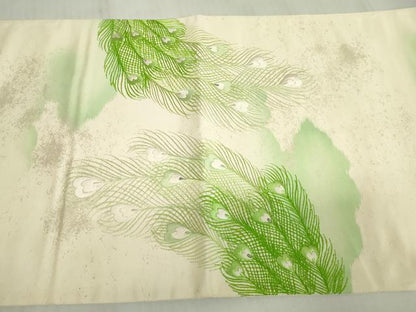 平和屋着物▼太鼓柄袋帯　総刺繍　孔雀文　金彩　引箔　正絹　逸品　DABE4890az