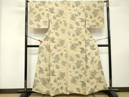 平和屋着物■上質な小紋　手描き　草花文　正絹　逸品　DABF9546cd